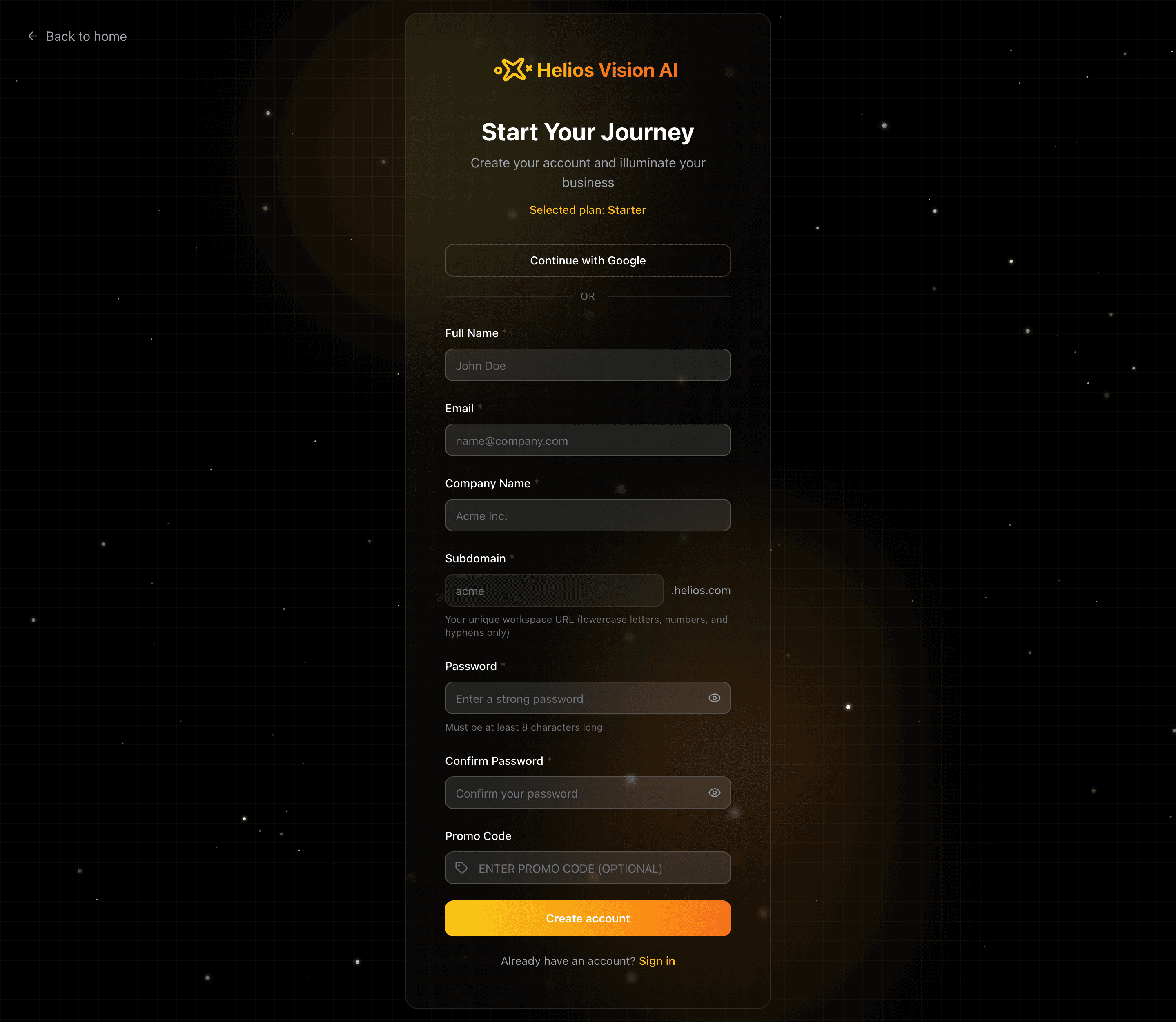 Signup with workspace URL