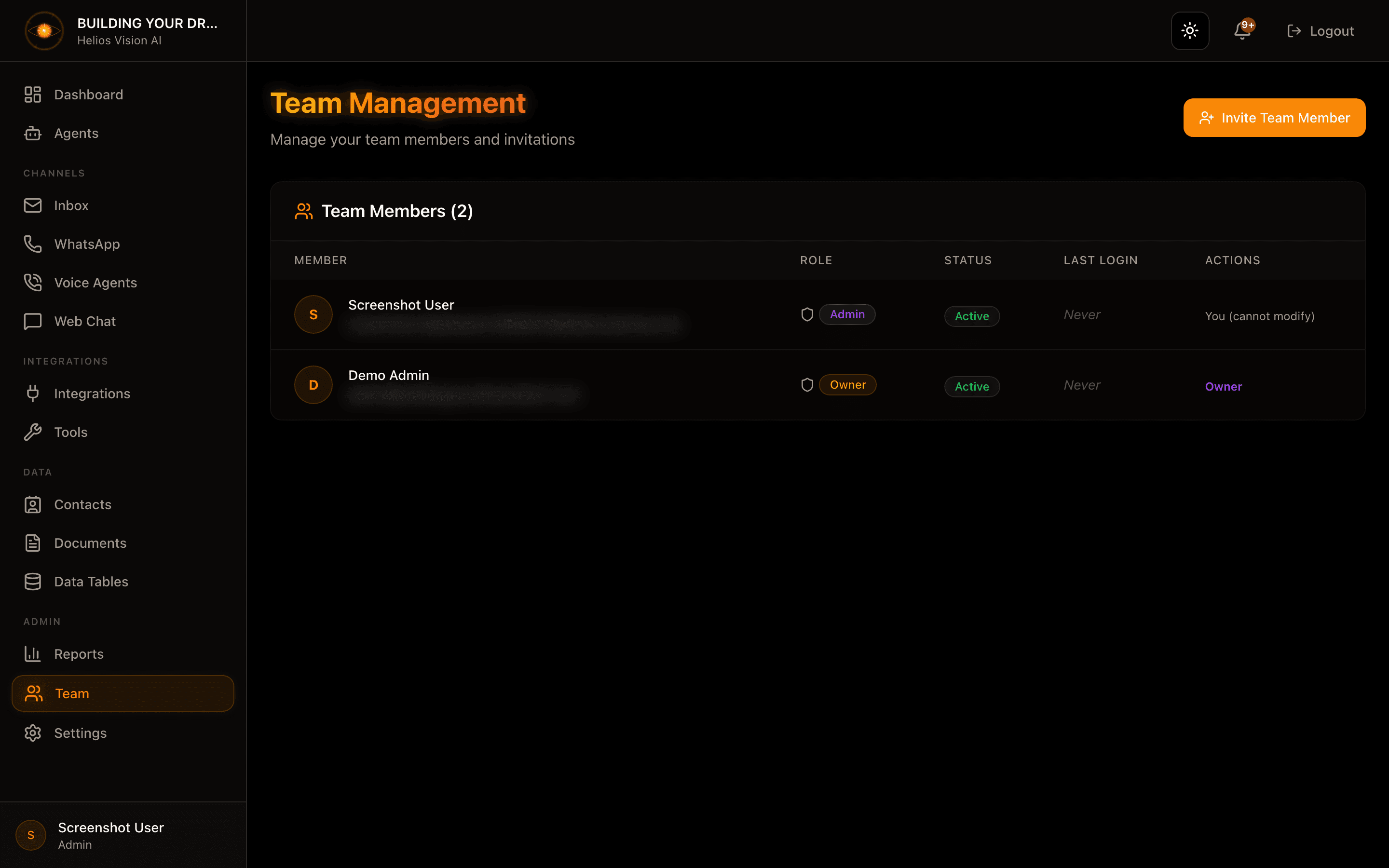 Team Members List